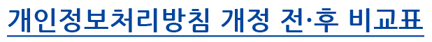 개인정보처리방침 개정 전·후 비교표